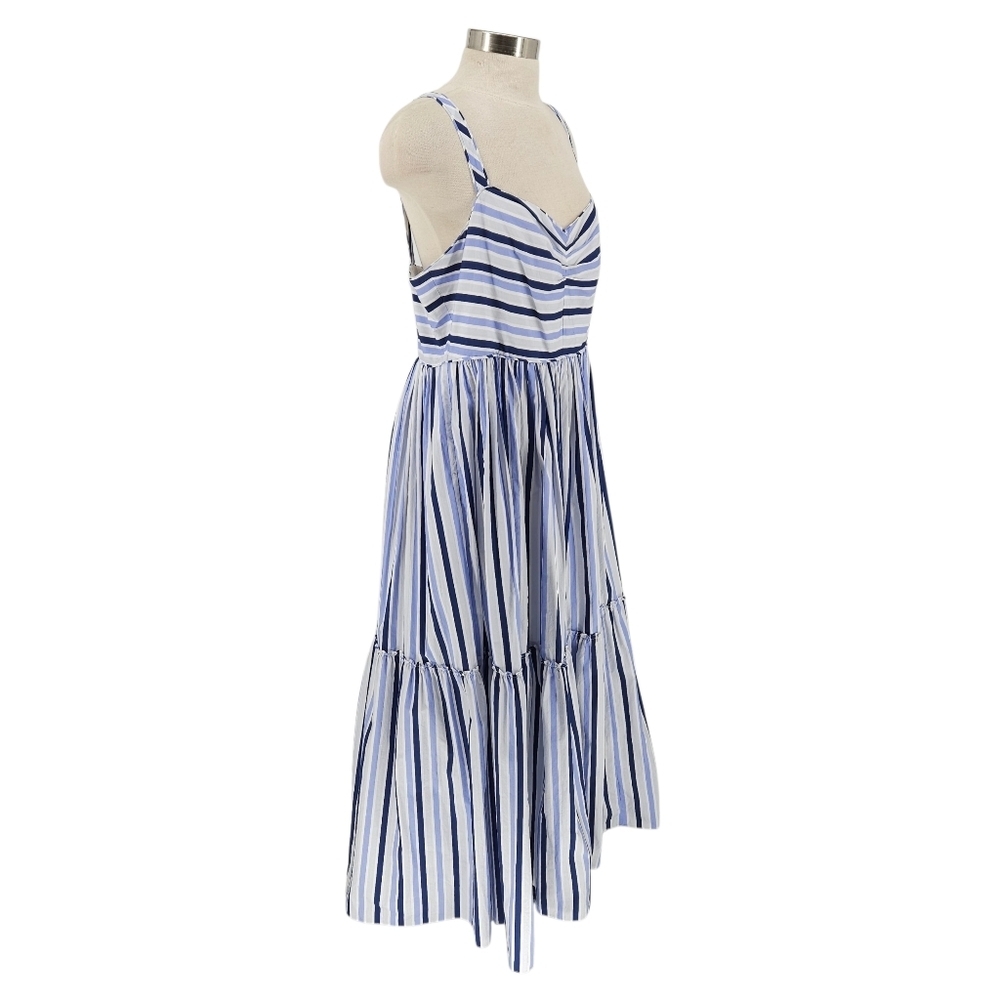 J.CREW Maxi Dress Blue Stripe Sleeveless Sweatheart Neck Zip Back 16 - Picture 3 of 8